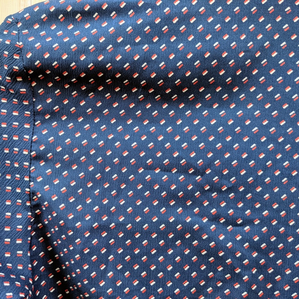 Vintage Navy Square Dot Mod Style Button-Up Shirt Dress - Picture 5 of 6